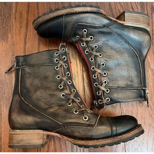 Freebird Distressed Black and Brown Moto Boots